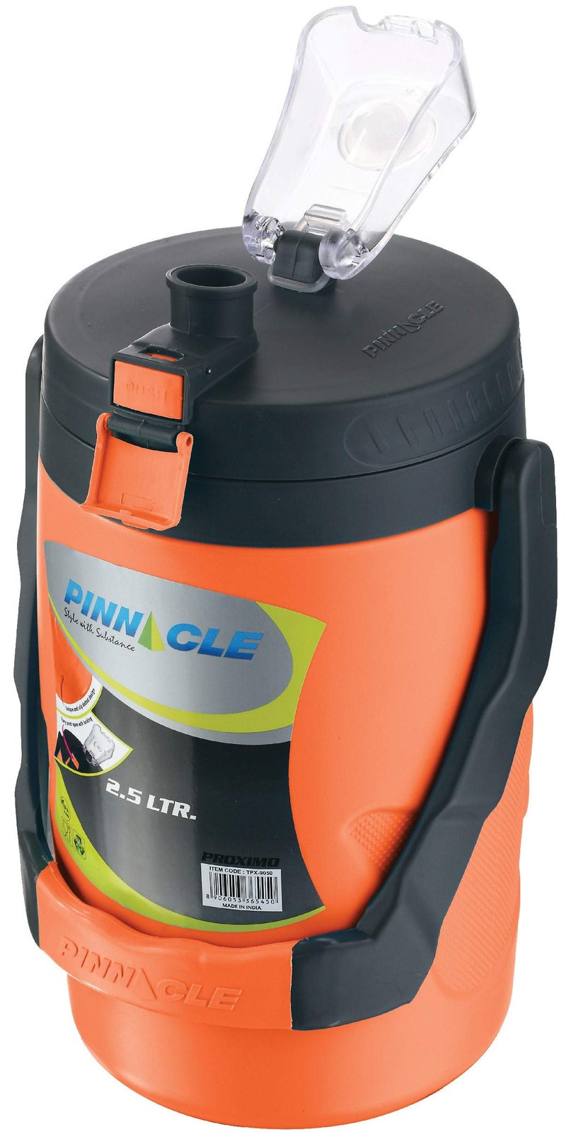 PINNACLE Reusable Orange Insulated 85oz Leakproof Portable Water Jug Half Gallon Camping, Picnics, Hiking - Image 1